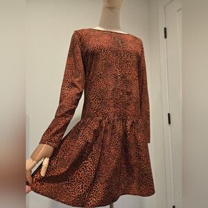 Zara leopard red mini dress. Drop waist